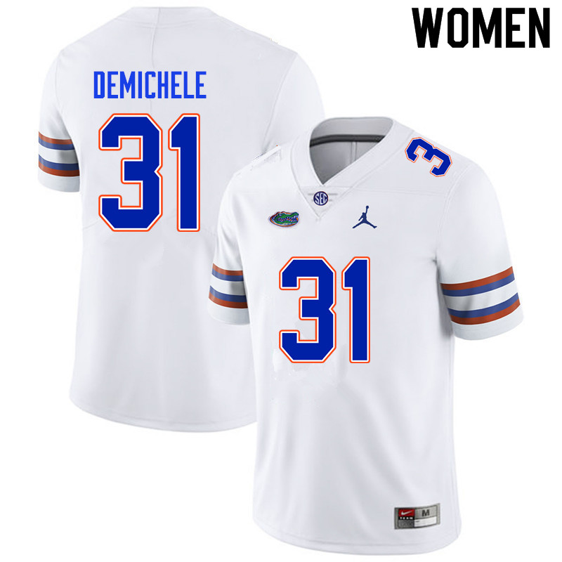 Women #31 Chase DeMichele Florida Gators College Football Jerseys Sale-White - Click Image to Close